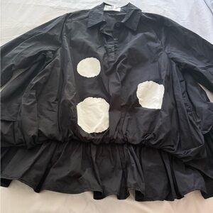 Black Shirt with White Circle Accents